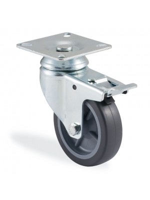 Kama / 1702 MTB 050 F18 / 50 mm Çaplı Tablalı Moblen Kasnak Üzeri Termoelastik Kaplı Burçlu Frenli Döner Teker Kama / 1702 MTB 050 F18 / 50 mm Çaplı Tablalı Moblen Kasnak Üzeri Termoelastik Kaplı Burçlu Frenli Döner Teker