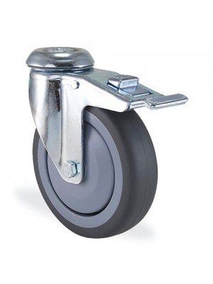 Kama / 2800 MTR 080 F18 / 80 mm Çapl Delikli Moblen Kasnak Üzeri Termoelastik Kaplı Rulmanlı Frenli Döner Teker Kama / 2800 MTR 080 F18 / 80 mm Çapl Delikli Moblen Kasnak Üzeri Termoelastik Kaplı Rulmanlı Frenli Döner Teker