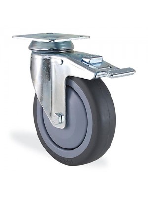 Kama / 2802 MTR 125 F18 / 125 mm Çaplı Tablalı Moblen Kasnak Üzeri Termoelastik Kaplı Rulmanlı Frenli Döner Teker Kama / 2802 MTR 125 F18 / 125 mm Çaplı Tablalı Moblen Kasnak Üzeri Termoelastik Kaplı Rulmanlı Frenli Döner Teker